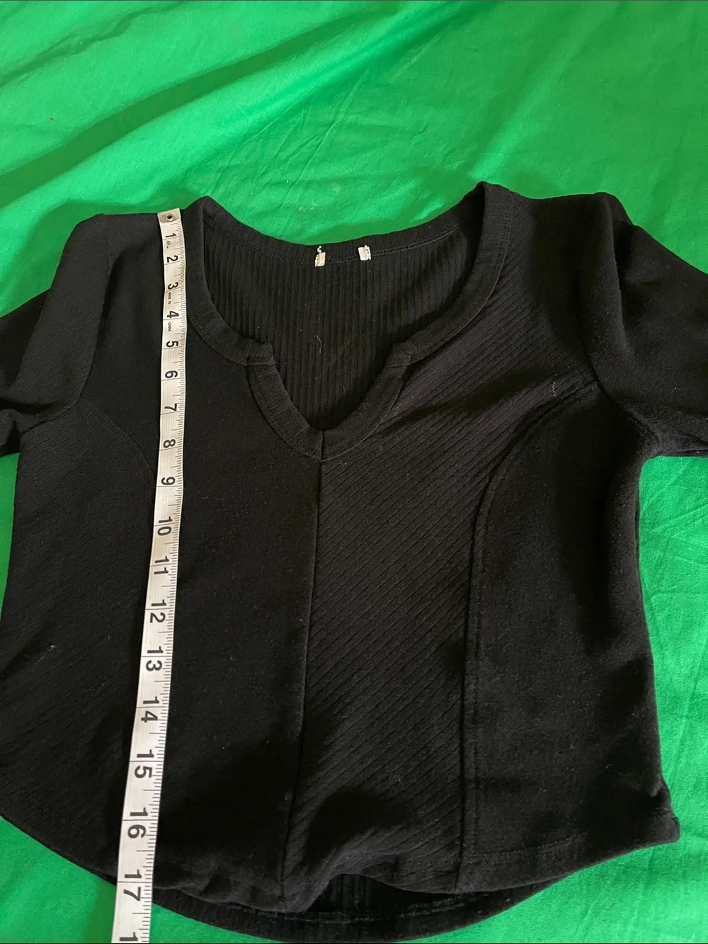 Black Ribbed Long-Sleeve Women's Top - Picture 2 of 6